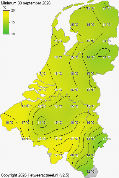 Minimum temperatuur 30 september 2026