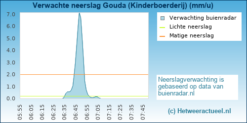 neerslag verwachting Gouda (Kinderboerderij)