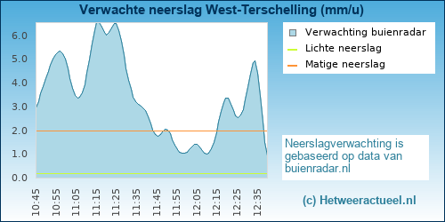 neerslag verwachting Terschelling (KNMI)