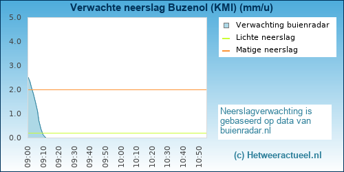 neerslag verwachting Buzenol (KMI)
