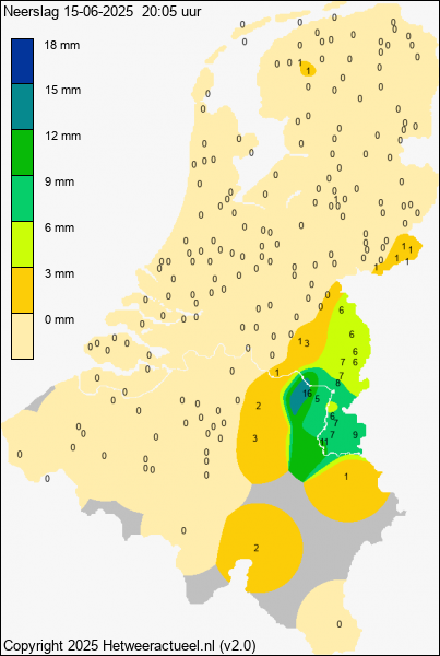 Actuele temperatuur kaart