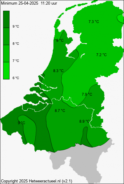 Minimum temperatuur kaart